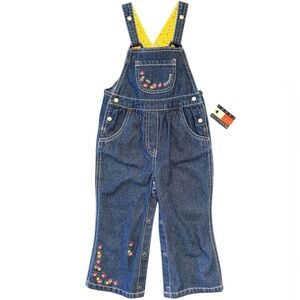 Vintage Y2K Tommy Hilfiger Denim Floral Embroidered Overalls NWT (18-24M)